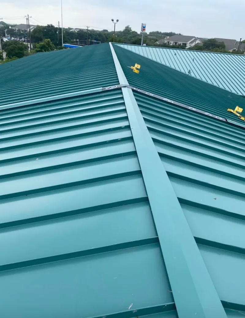 Green commercial metal roof ridge and valley for Metal Roof Repair in Holmdel